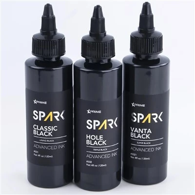 Spark Premium 4Oz Tri - Shade Black Tattoo Ink Set: Classic, Hole & Vanta Black pre Superior Tattoo a Body Art