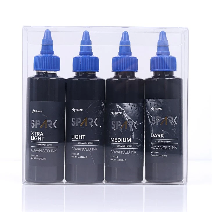 Spark Najnovší 4oz*4 šedá umývacia súprava nepremokavá dočasná tetovacia atrament