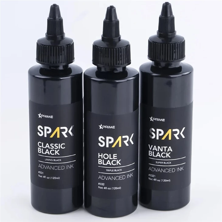 Spark Premium 4Oz Tri - Shade Black Tattoo Ink Set: Classic, Hole & Vanta Black pre Superior Tattoo a Body Art