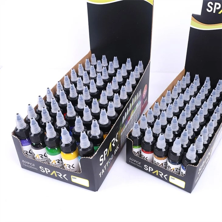 50 farebných sád Tattoo Ink Real Dark Gloss Black Spark Tattoo Ink