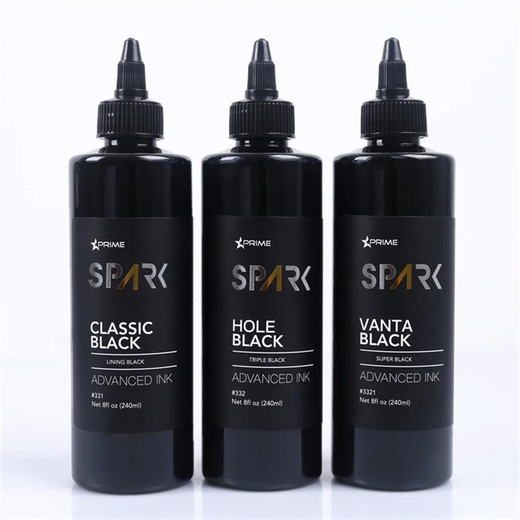 Séria 8OZ Black Ink Classic Black Lining Black Spark Tattoo Ink Profesionálny displej s tetovacím atramentom