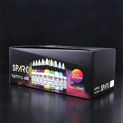 50 farebných sád tetovacích atramentov vo veľkom tetovacom atramente Spark Super Black Tattoo atrament