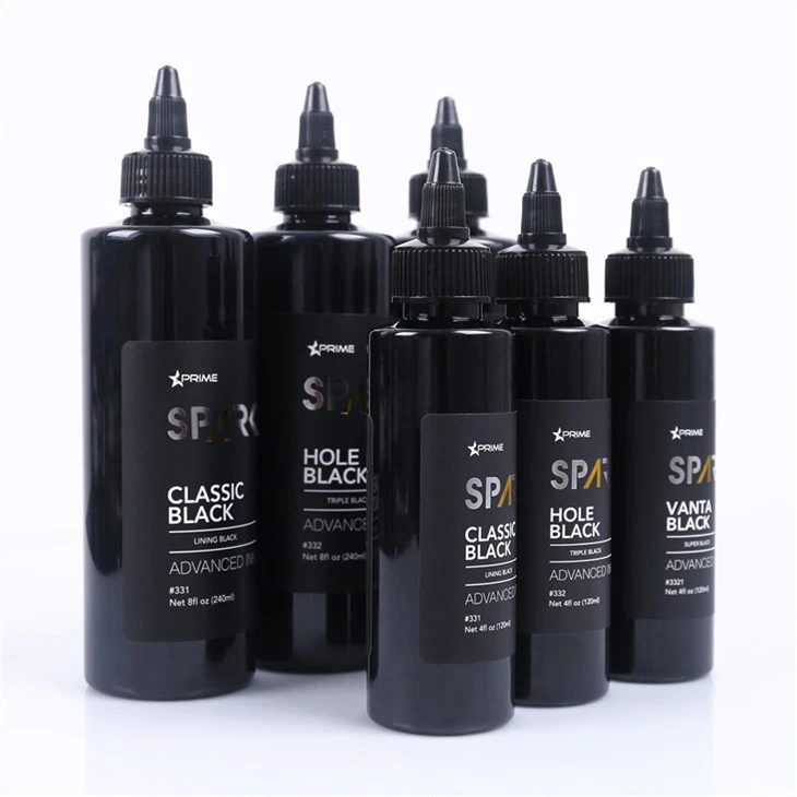 Triple Black 8OZ Hole Black Black Ink Series Sada tetovacích atramentov Spark Tattoo